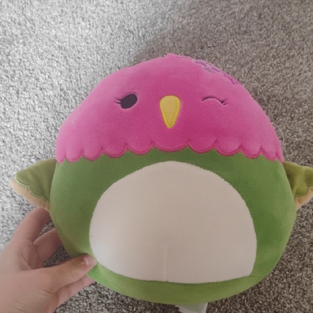 Squishmallows Pink and Green Plush Bird